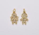 18K Gold Filled Boy and Girl Charm Pendant, Cubic Zirconia Micro Pave Boy and Girl Pendant, Kids Charm, Cubic Zirconia, Charm Necklace, 15x10mm, CP1181