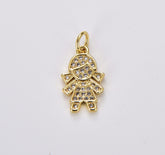 18K Gold Filled Girl Charm Pendant, Cubic Zirconia Micro Pave Girl Pendant, Kids Charm, Cubic Zirconia, Charm Necklace, 15x10mm, CP1181A