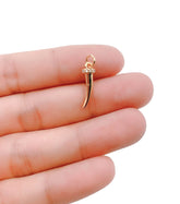24K Gold Filled Horn Charm, CZ Micro Pave Horn Pendant, Pave Horn Charm, Horn Necklace/Bracelet, Cubic Zirconia, 18x6mm, CP1185