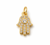 Gold Filled Hamsa Hand Charm Pendant, CZ Pave Hamsa Evil Eye Protection Charm for Necklace Bracelet DIY Jewelry Supplies, CP1186 #2