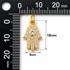 Gold Filled Hamsa Hand Charm Pendant, CZ Pave Hamsa Evil Eye Protection Charm for Necklace Bracelet DIY Jewelry Supplies, CP1186 #2