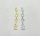 18K Gold Filled Love Word Charm, CZ Micro Pave Love Pendant, Couples Charm, Drop Love Charm for Necklace Bracelet Jewelry Making, CP1190