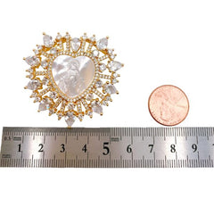 24K Gold Filled Virgin Mary Charm, Holy Mother Micro Pave Cubic Zirconia Bracelet Necklace Pendant Supply for Jewelry Making, 46x44mm, CP1192