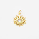 18K Gold Filled Evil Eye Sunburst Charm, Boho Charm, Evil Eye Charm Jewelry, Greek Eye Charm for Necklace Bracelet Making Supply 21x19mm, CP1193