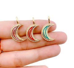 24K Gold Filled Shiny Enamel Crescent Moon Charms, Crescent Moon Charm, Enamel Moon Charms, Enamel Charms, Enamel Crescent, 26x14mm, CP1196