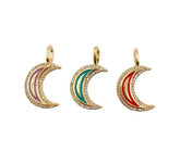 24K Gold Filled Shiny Enamel Crescent Moon Charms, Crescent Moon Charm, Enamel Moon Charms, Enamel Charms, Enamel Crescent, 26x14mm, CP1196