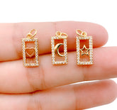 24K Gold Filled Star Shape Pendant, Gold Plated Jewelry, Necklace Bracelet Charm Pendant, Cubic Zirconia, 15x7mm, CP1201B