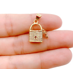 24K Gold Filled Dainty Padlock Lock Charm Gold Filled Best Friend Charm, Love Charm Bracelet, Gold Lock Charm for Necklace Earring, 10mm, CP1203