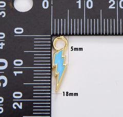 14K Gold Filled Bolt Enamel Thunder Lightning Charm Sign Pendant Different Colors Bolt Charm 18x5mm CP1212
