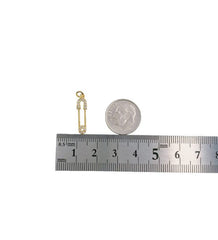 18K Gold Filled Safety Pin Gold Plated Micro Pave Cubic Zirconia Charm Pendant Beads CZ Pave Jewelry Findings 21x7mm CP1215