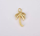 18K Gold Filled Vermail Tropical Palm Tree Charm Pendant, Island Vacation Coconut Tree, 17x12mm, CP1216