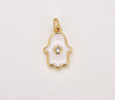 14K Gold Filled Hamsa Hand Charm Pendant Center Cubic Zirconia Pave DIY Jewelry Making, CP1217
