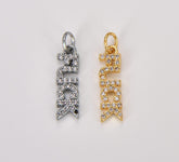 18K Gold Filled FCUK Sign Pave Cubic Zirconia Charm Pendant Bracelet Necklace Earrings Jewelry Making 19x6mm CP1220