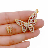 18K Gold Filled Butterfly Charm Monarch Butterfly Pendant DIY Cubic Zirconia Necklace Pendant Charm Micro Pave Charm for Jewelry Making 10x10mm CP1222