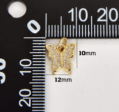 18K Gold Filled Butterfly Charm Monarch Butterfly Pendant DIY Cubic Zirconia Necklace Pendant Charm Micro Pave Charm for Jewelry Making 10x10mm CP1222