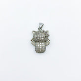 Silver Hello Kitty Charm, CZ Micro Pave Hello Kitty Necklace, Hello Kitty Pendant, Kitty Charms, Cat Charm, Cubic Zirconia, 20x16mm, CP1255