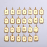 18K Gold Filled Initial Tag Letter Charm CZ, CP1257