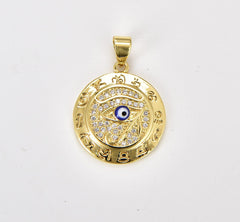 14K Gold Filled Eye Of Ra Pendant Egyptian symbol the Eye of Horus Ra Necklace Charm Blue Evil Eye Charm for Statement Necklace, CP1266