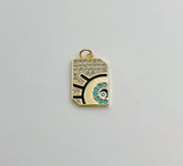 14K Gold Filled Dainty Black Enamel Talisman Charm Necklace, Evil Eye Pendant Amulet Medallion Pendant for Necklace Jewelry Making, CP1267