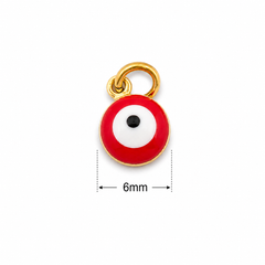 18K Gold Filled Enamel Evil Eye Charm, Evil Eye Pendant Mini Round Evil Eye Charm for bracelet Necklaces Earrings Jewelry, CP1291