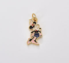 18K Gold Filled Mouse Enamel Charm Pendant, Mouse Charm, Red Black White Enamel Mouse, Colorful Enamel Mouse, CP1300