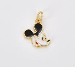 18K Gold Filled Mouse Enamel Charm Pendant, Mouse Charm, Red Black White Enamel Mouse, Colorful Enamel Mouse, CP1300