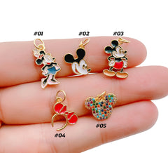 18K Gold Filled Mouse Enamel Charm Pendant, Mouse Charm, Red Black White Enamel Mouse, Colorful Enamel Mouse, CP1300