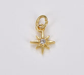 18K Gold Filled Mini Shooting Star Cubic Zirconia Bracelet Necklace Pendant Earring Charm Gift for Woman Jewelry Making, 8mm, CP1302