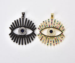 18K Gold Filled Evil Eye Charm, CZ Micro Pave Sparkly Eyelash Charm, Evil Eye Charm Pendant for Bracelet Necklace Jewelry Making, CP1309