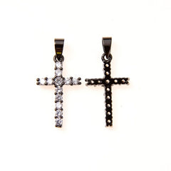 18K Filled Gold Small Cross CZ Micro Pave Charm Pendant, Cross Pendant, Cross Charms, Cross Necklace, Religious Charm, 24x12mm, CP131