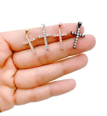 18K Filled Gold Small Cross CZ Micro Pave Charm Pendant, Cross Pendant, Cross Charms, Cross Necklace, Religious Charm, 24x12mm, CP131