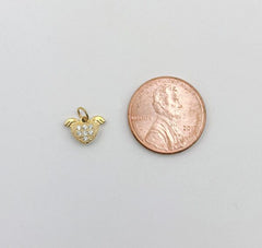 18K Gold Filled Tiny Love Heart Angel Wings Cubic Zirconia Charm Necklace Pendant Findings for Jewelry Making, 10x7mm, CP1316