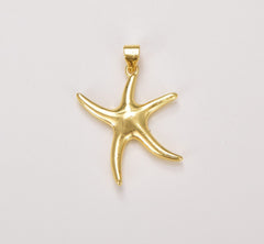 18K Gold Filled Starfish Charm, Beach Charm, Dainty Starfish Charm for Earring Bracelet Necklace Charm Jewelry Making, 31x25mm, CP1322