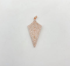 18K Gold Filled Dainty Arrowhead Pendant, Gold Arrowhead Charm Necklace, Micro Pave Spear Charm Necklace Warrior Jewelry, 37x17mm, CP1337