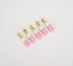 24K Gold Filled Dainty Pill Bar Pendant Enamel Teal Happy Chill Charm, Pendant for Bracelet Necklace Earring Component Supply, CP1338