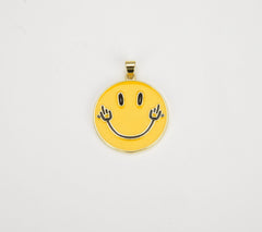 18K Gold Filled Enamel Happy Face Charm Emoji Charm Gold Smile Charm Pendant Smiley Face Charms for Necklace Earring Bracelet Supply, CP1340
