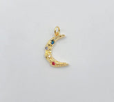 18K Gold Filled Dainty Crescent Moon Charm, Small Moon Pendant, Colorful Moon for Necklace Bracelet Charm Supply Celestial Jewelry, CP1347
