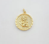18K Gold Filled Cherub Charm Pendant, Little Angel Necklace Charm, Coin Disc Charm Gift for Daughter, Jewelry Findings Charm, 17mm, CP1350