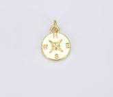 Dainty 18K Gold Compass Charm, Nautical Charm, Traveler Charm, Tiny Compass for Necklace Bracelet Earring Jewelry Making, CP1353