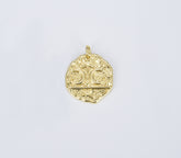 18K Gold Celestial Disc Pendant, Star Moon Medallion, Moon Pendant Star Charm for Necklace Bracelet Jewelry Making Supply, CP1354