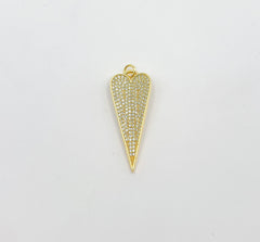 18K Gold Elongated Heart Charm, Valentines Gift for Her, Gold Necklace Pendant for Necklace Bracelet Charm Component Supply, CP1357