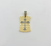 18K Gold Cross Tag Charm, Religious Cross, CZ Micro Pave Cross Pendant, Dog Tag Charm for Necklace Bracelet Component Supply, CP1360