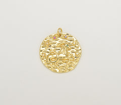 Gold Large Zodiac Charm, Gold Filled Over Brass Constellation Medallion Pendant Charm Coin Charm for Necklace Jewelry Making Supply, CP1362