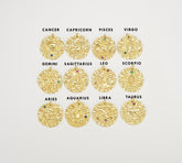 Gold Large Zodiac Charm, Gold Filled Over Brass Constellation Medallion Pendant Charm Coin Charm for Necklace Jewelry Making Supply, CP1362