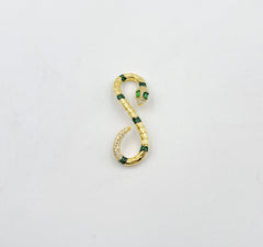 18K Gold Snake Charm, Snake Pendant, Reptile Animal, Serpent Charm Necklace Pendant Bead Finding for Jewelry Making Supply, CP1365