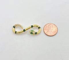 18K Gold Snake Charm, Snake Pendant, Reptile Animal, Serpent Charm Necklace Pendant Bead Finding for Jewelry Making Supply, CP1365