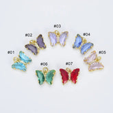 18K Gold Filled Mariposa Butterfly Charm, Acrylic Butterfly Charm, Glass Pendant for Necklace Bracelet Component, CP1376