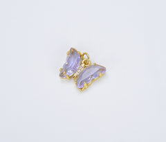 18K Gold Filled Mariposa Butterfly Charm, Acrylic Butterfly Charm, Glass Pendant for Necklace Bracelet Component, CP1376