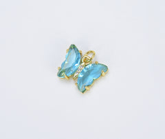 18K Gold Filled Mariposa Butterfly Charm, Acrylic Butterfly Charm, Glass Pendant for Necklace Bracelet Component, CP1376