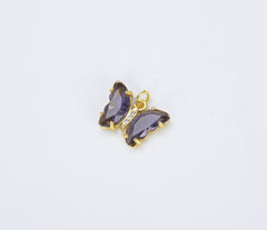 18K Gold Filled Mariposa Butterfly Charm, Acrylic Butterfly Charm, Glass Pendant for Necklace Bracelet Component, CP1376